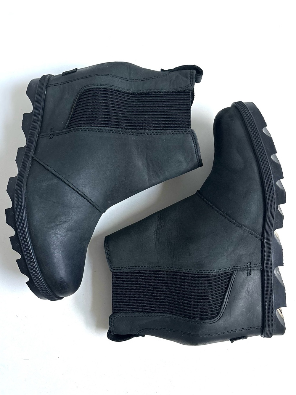 SOREL JOAN RHAPSODY CHELSEA WEDGE ANKLE BOOTS BLACK SIZE 7.5